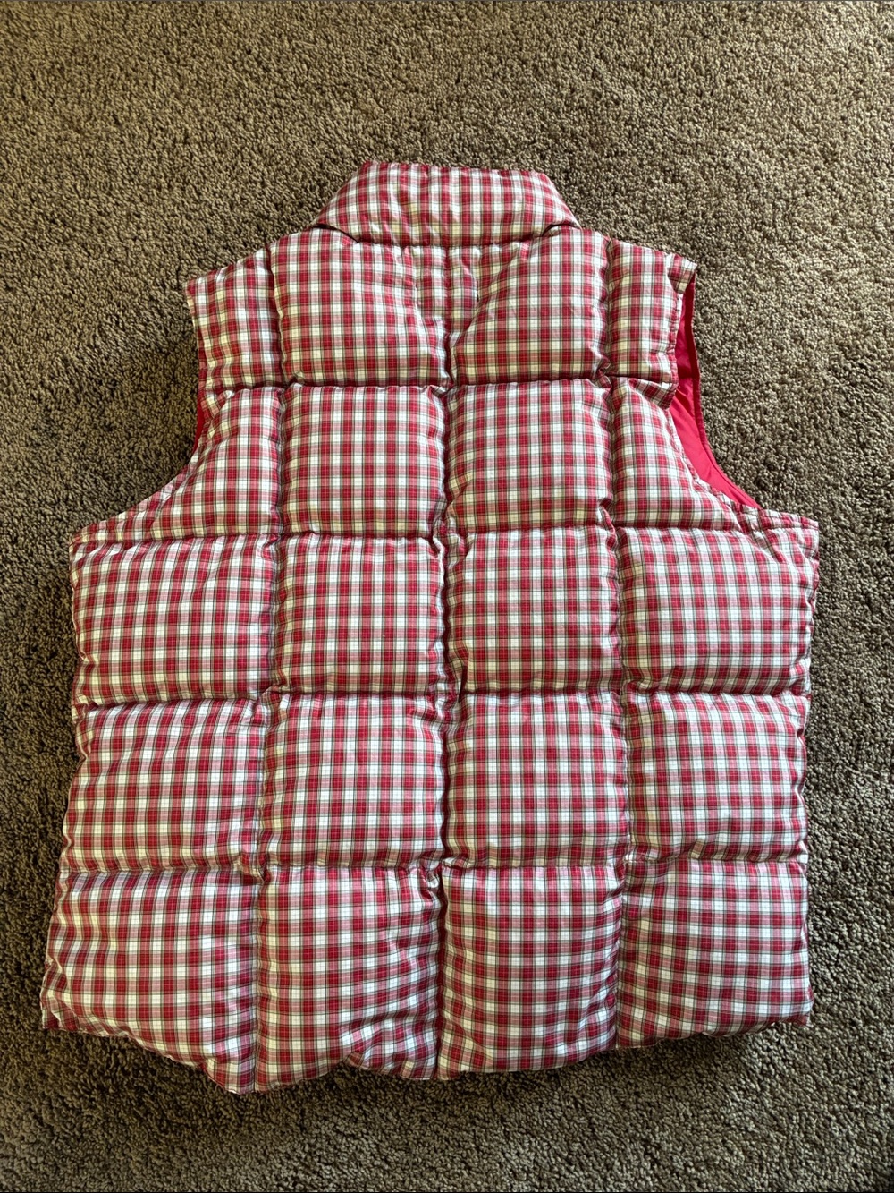 Lands' End Women’s Red down plaid vest L - Picture 2 of 9